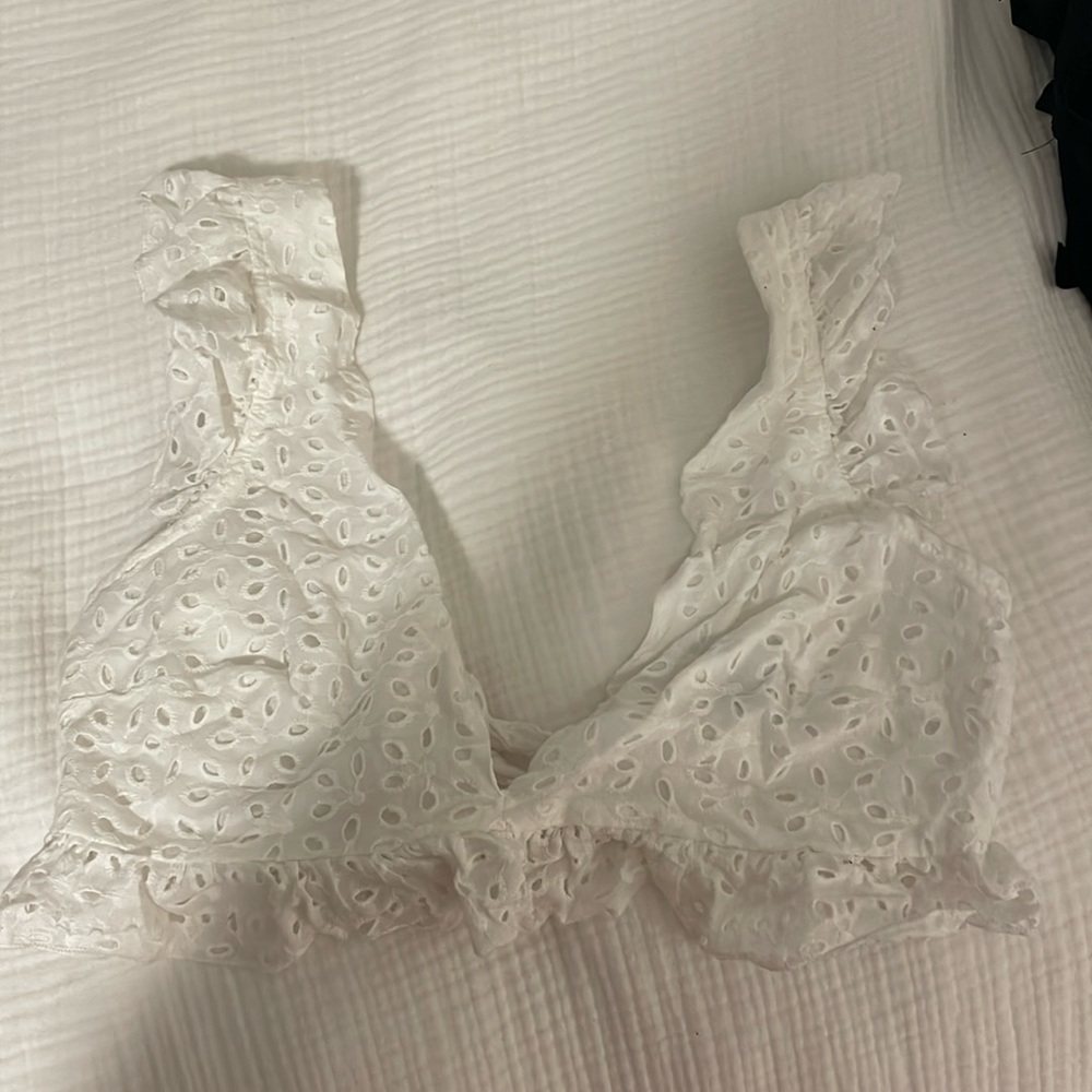 White lace crop top